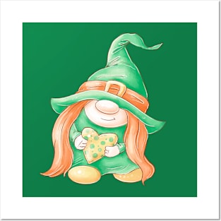 Girl St. Patrick's Day Gnome Posters and Art